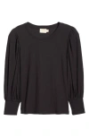 Nation Ltd Loren Smocked Peasant T-shirt In Jet Black