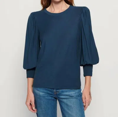 Nation Ltd Loren Smocked Peasant Tee In Azure In Blue