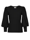 NATION LTD LOREN SMOCKED PEASANT TEE IN BLACK