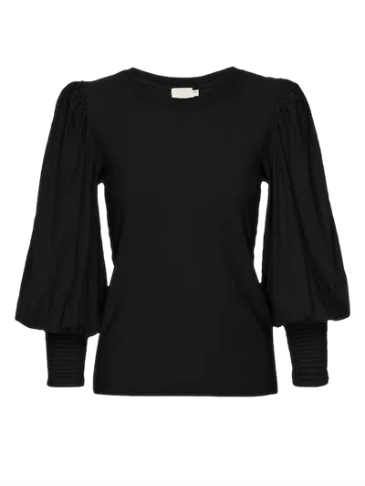 Nation Ltd Loren Peasant-sleeve Tee In Black