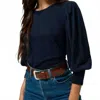 Nation Ltd Loren Smocked Peasant Tee In Night Sky In Blue