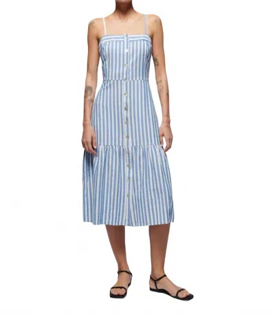 Nation Ltd Luciana Single Tier Midi Dress In Parisian Blue Stripe