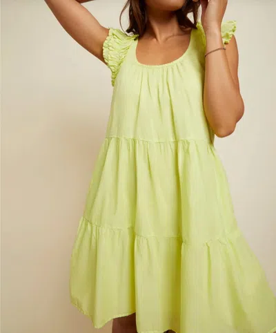 Nation Ltd Luella Tiered Mini Dress In Tennis Ball In Green
