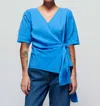 Nation Ltd Luisa Tie Front Top In Palace Blue In Multi