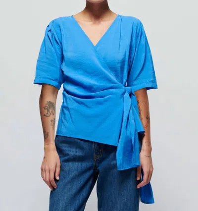 Nation Ltd Luisa Tie Front Top In Palace Blue In Multi