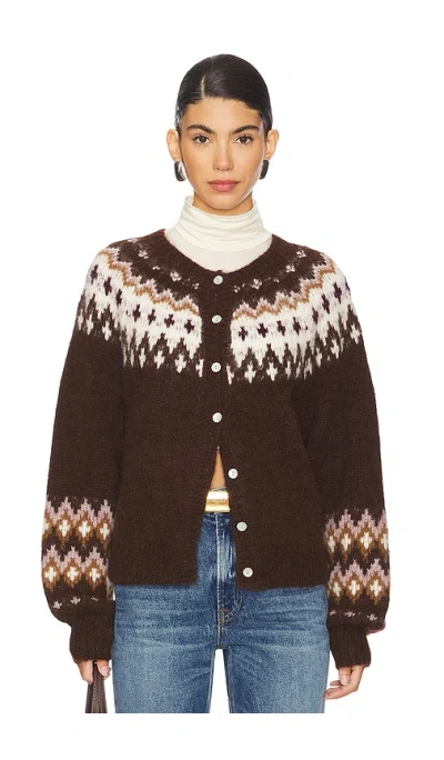 Nation Ltd Lula Fair Isle Cardigan In Coffee