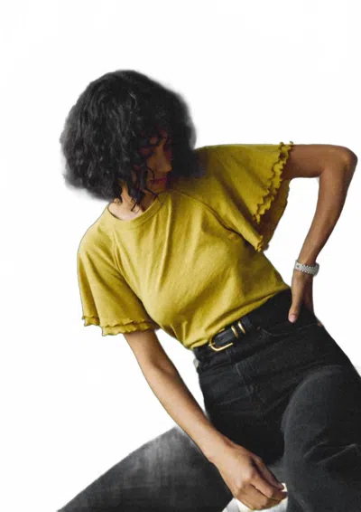 Nation Ltd Macy Raglan Top In Antique Gold In Green