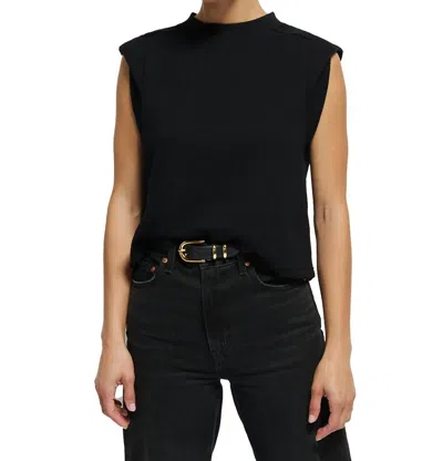 Nation Ltd Mae Rolled Sleeve Tank Top In Jet Black