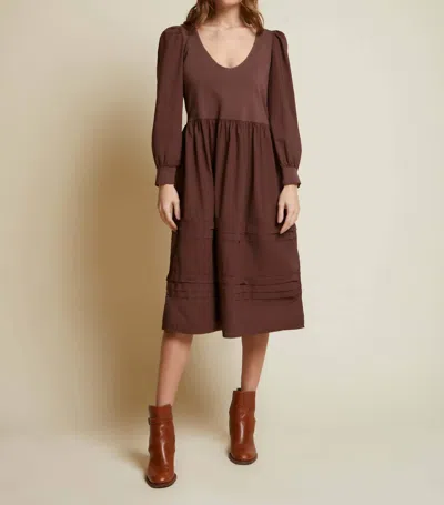 Nation Ltd Mahal Peasant Combo Dress In Pinot Noir In Brown