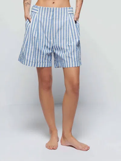 NATION LTD MAJA STRIPE SHORT IN WHTE & NAVY