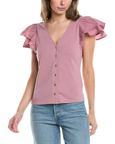 Nation Ltd Maria Femme Snap T-shirt In Brown
