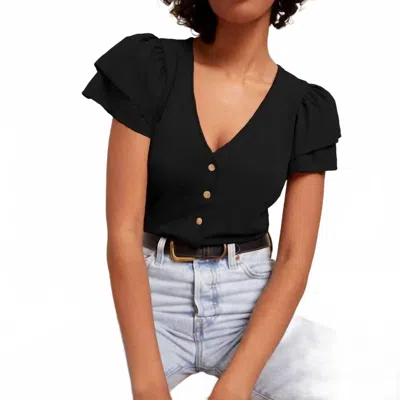 Nation Ltd Maria V-neck Top In Black