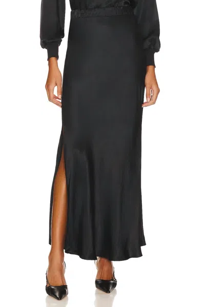 Nation Ltd Maribel Bias Skirt With Slit In Black