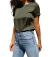 NATION LTD MARIE BOXY CROP TEE IN OLIVE GREEN