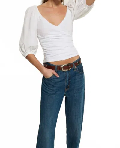 Nation Ltd Marie Lou Peasant Top In White In Brown