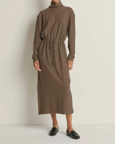 Nation Ltd Mariel Long Sleeve Midi Dress In Mini Cocoa Stripe In Brown