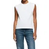 Nation Ltd Janis Rolled Muscle Tank In White In Gray