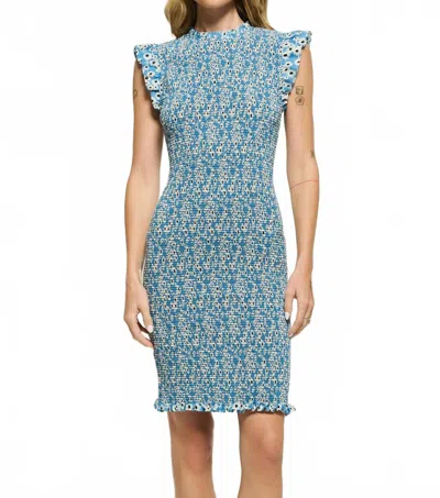 Nation Ltd Marlene Smocked Dress In Blue Hazy Daisy In Multi