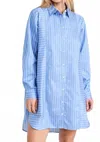 Nation Ltd Marni Oversized Button Up Mini Dress In Day Trader In Blue