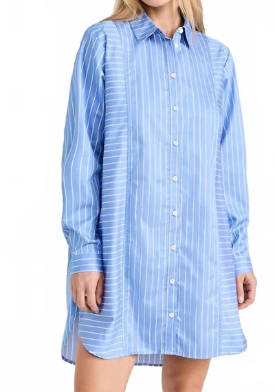 Nation Ltd Marni Oversized Button Up Mini Dress In Day Trader In Blue