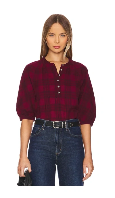Nation Ltd May Flannel Top In Burgundy