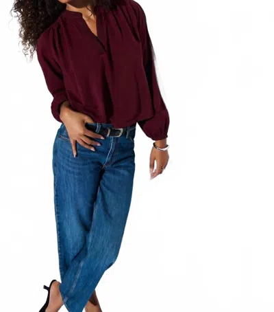 Nation Ltd Maya V-neck Top In Bordeaux In Burgundy