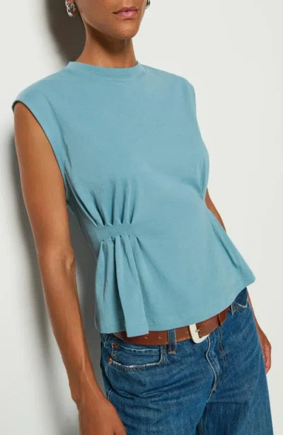 Nation Ltd Meg Pleated Organic Cotton Top In Smokey Blue