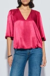 Nation Ltd Mel V-neck Top In Raspberry In Raspberry Jam