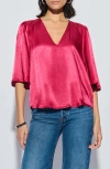 Nation Ltd Mel V-neck Top In Raspberry In Raspberry Jam