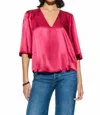 Nation Ltd Mel V Neck Top In Raspberry In Red