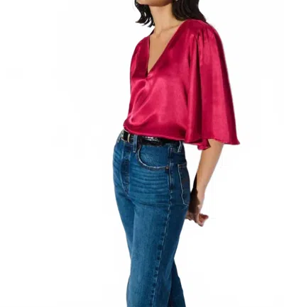 Nation Ltd Mel V-neck Top In Raspberry Jam In Pink