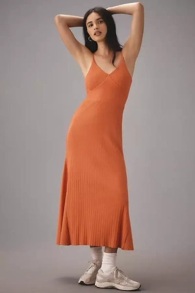 Nation Ltd Melani Ribbed Midi Dress In Orange
