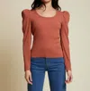 NATION LTD MICHELLE LONG SLEEVE TEE IN RED CLAY