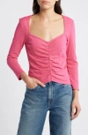 Nation Ltd Mikaela Ruched Cotton Top In Pink Flambe