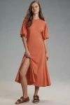 Nation Ltd Milley Raglan Organic Cotton Midi Dress In Orange