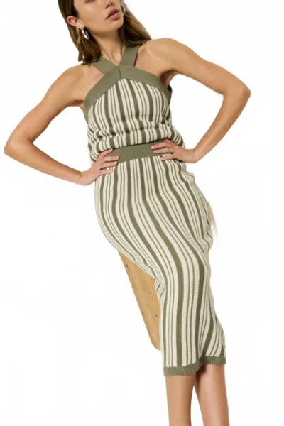 Nation Ltd Mirella Midi Skirt In Green Herb Stripe In Neutral