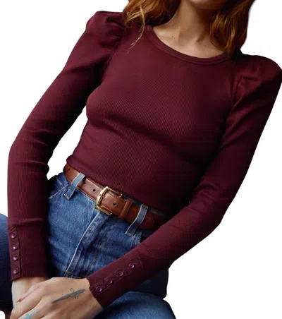 Nation Ltd Molly Long Sleeve Top In Bloodstone In Burgundy