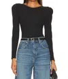 Nation Ltd Molly Long Sleeve Top In Jet Black In Black