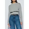 Nation Ltd Monique Button Cotton Crop Top In Dove Grey