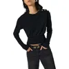 Nation Ltd Monique Button Cotton Crop Top In Jet Black