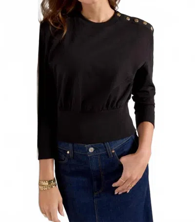 Nation Ltd Monique Long Sleeve Knit Top In Jet Black
