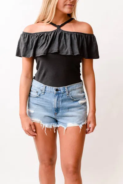 Nation Ltd Morgan Ruffled Halter In Black