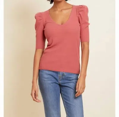 Nation Ltd Nancy Puff Sleeve Sweater Tee In Rosehip In Multi