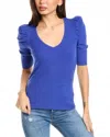 Nation Ltd Nancy Puffy Sleeve Sweater Tee In Blue Suede In Blue