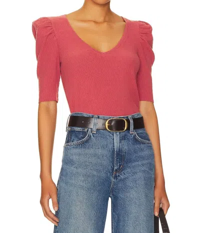 Nation Ltd Nancy Puffy Sleeve Sweater Tee In Rosehip In Pink