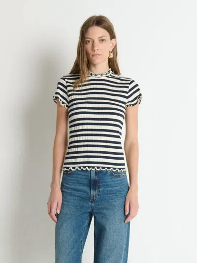 Nation Ltd Natalia Top In Crinkle Stripe In Multi