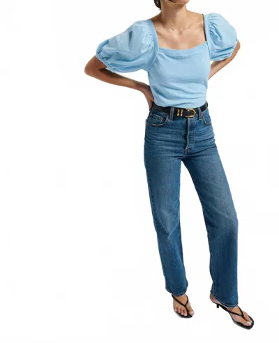Nation Ltd Naya Square Neck Puff Sleeve Top In Powder Blue