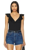 Nation Ltd Neah Ruffle Tank Top In Black In 乌黑