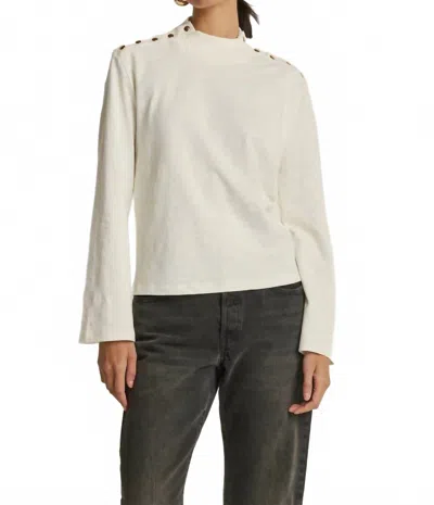 Nation Ltd Neda Long Sleeve Top With Button Detail In Porcelain In Neutral