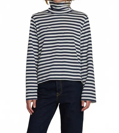 Nation Ltd Neo Mock Neck T-shirt In Seascape Stripe In Multi
